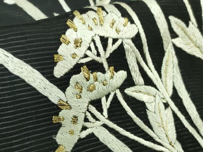 平和屋本店■極上　夏物　訪問着　絽　総刺繍　枝菊　秋草文　黒地　暈し染め　金糸　逸品　未使用　DZAA8248kh5