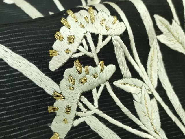 平和屋本店■極上　夏物　訪問着　絽　総刺繍　枝菊　秋草文　黒地　暈し染め　金糸　逸品　未使用　DZAA8248kh5