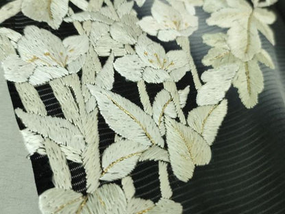 平和屋本店■極上　夏物　訪問着　絽　総刺繍　枝菊　秋草文　黒地　暈し染め　金糸　逸品　未使用　DZAA8248kh5