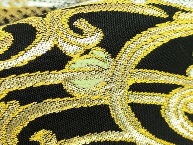 平和屋本店■極上　龍村美術織物　たつむら　六通柄　本袋帯　唐織　厨子透彫文　黒地　金銀糸　逸品　DZAA8250kh5
