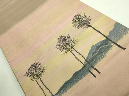 平和屋着物■極上　紅花紬　米沢　新田秀次　太鼓柄袋帯　樹林文　逸品　DZAA8269kh5