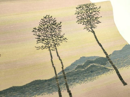 平和屋着物■極上　紅花紬　米沢　新田秀次　太鼓柄袋帯　樹林文　逸品　DZAA8269kh5