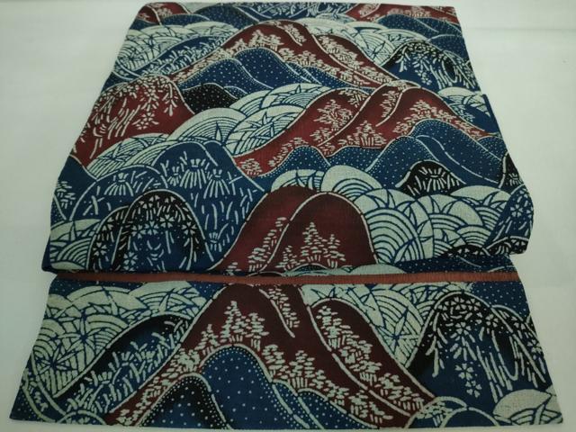 平和屋本店■極上　浦野理一　型染　つけ帯　重ね山　逸品　DZAA8276kh5