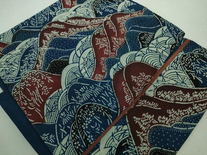 平和屋本店■極上　浦野理一　型染　つけ帯　重ね山　逸品　DZAA8276kh5