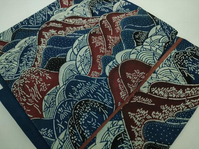 平和屋本店■極上　浦野理一　型染　つけ帯　重ね山　逸品　DZAA8276kh5