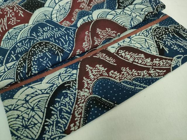 平和屋本店■極上　浦野理一　型染　つけ帯　重ね山　逸品　DZAA8276kh5