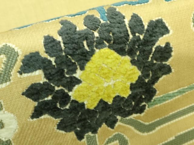 平和屋着物■極上　西陣　川島織物　九寸名古屋帯　モール　花唐草文　木蘭色地　逸品　DZAA8285kh5