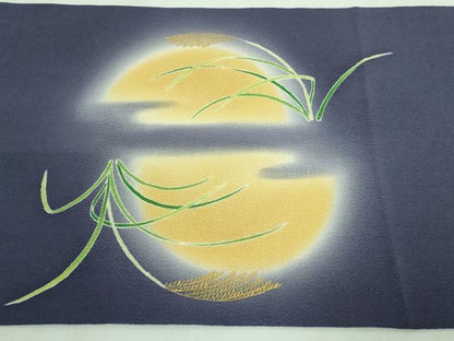 平和屋着物■極上　人形作家・ホリヒロシ　九寸開き名古屋帯　押絵　縮緬細工　十五夜　兎　うさぎ　鬼しぼ縮緬　金彩　逸品　DZAA8288kh5