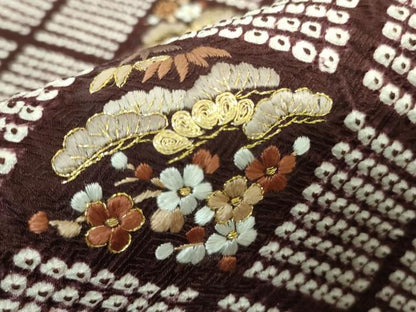 平和屋着物●極上 工芸染織宮下 九寸名古屋帯 刺繍 絞り 松花菱文 紫紺色地 金糸 たとう紙付き 逸品 DZAA8291kh5