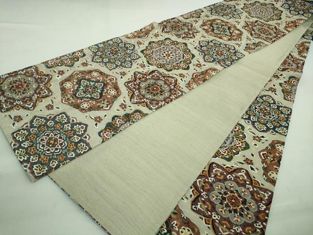平和屋本店■最高級　明綴れ　全通柄袋帯　花唐草文　金糸　逸品　未使用　DZAA8292kh5