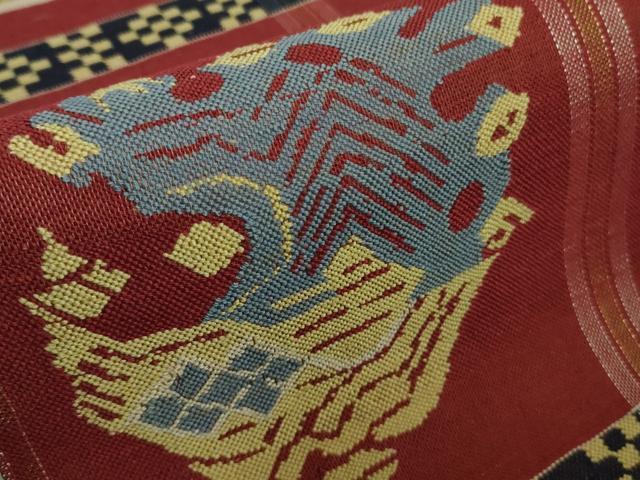 平和屋着物●極上　龍村平蔵製　太鼓柄　本袋帯　甲比丹孔雀　金銀糸　逸品　DZAA8293kh5