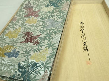 平和屋本店■極上　紋屋井関　御寮織　六通柄袋帯　井関頼母　鳳凰桐笹文　銀糸　共箱付き　逸品　DZAA8320kh5