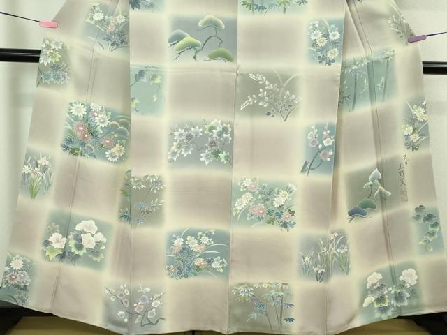 平和屋本店■極上　名門・上野家　四代目 上野真(二代目 上野為二)　訪問着　刺繍　吉祥花松文　暈し染め　金糸　逸品　DZAA8329kh5