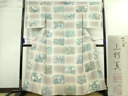 平和屋本店■極上　名門・上野家　四代目 上野真(二代目 上野為二)　訪問着　刺繍　吉祥花松文　暈し染め　金糸　逸品　DZAA8329kh5
