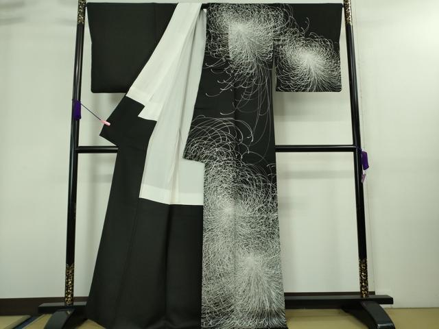 平和屋本店■極上　伊沢正男　訪問着　手描き　乱菊　黒地　逸品　DZAA8330kh5