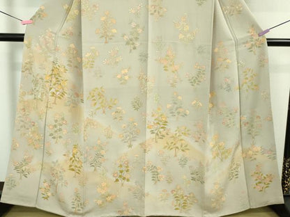 平和屋本店■極上　創業460年・千總　訪問着　刺繍　草花文　白梅鼠色地　暈し染め　金彩　逸品　DZAA8333kh5