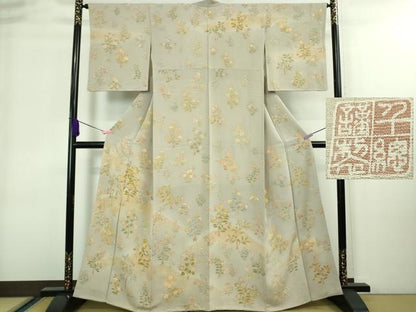 平和屋本店■極上　創業460年・千總　訪問着　刺繍　草花文　白梅鼠色地　暈し染め　金彩　逸品　DZAA8333kh5