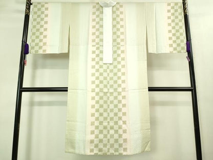 平和屋着物●上質な長襦袢　無双仕立て　半衿付き　市松文様　暈し染め　逸品　未使用　DZAA8348kh5
