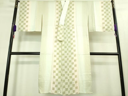 平和屋着物●上質な長襦袢　無双仕立て　半衿付き　市松文様　暈し染め　逸品　未使用　DZAA8348kh5