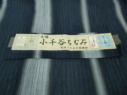 平和屋着物■極上　本場小千谷ちぢみ　麻　オーガニックラミー　間道　杉山織物謹製　やまと誂製　証紙付き　逸品　DZAA8357kh5