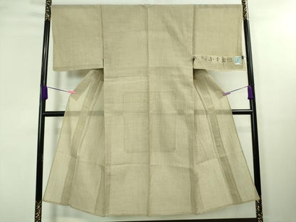 平和屋着物＊極上 夏物 男性 本場小千谷ちぢみ 麻 砂色地 証紙付き 逸品 未使用 DZAA8359kh5