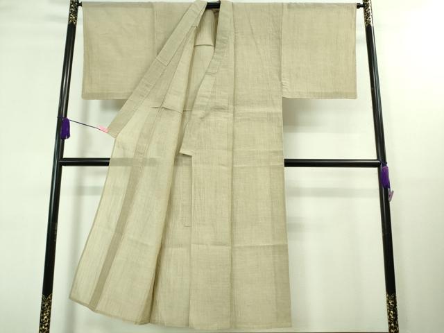 平和屋着物＊極上 夏物 男性 本場小千谷ちぢみ 麻 砂色地 証紙付き 逸品 未使用 DZAA8359kh5
