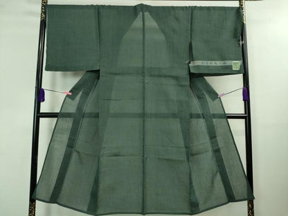 平和屋着物■極上　夏物　男性　本場小千谷ちぢみ　麻　キングサイズ　錆鉄御納戸色地　証紙付き　逸品　DZAA8364kh5