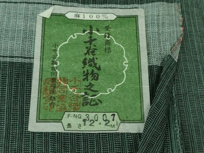 平和屋着物■極上　夏物　男性　本場小千谷ちぢみ　麻　キングサイズ　錆鉄御納戸色地　証紙付き　逸品　DZAA8364kh5