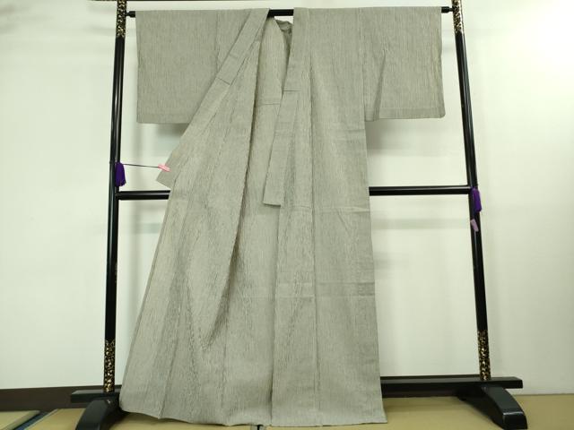 平和屋着物＊極上 夏物 仁伍エ門 綿麻縮 縞 小千谷織物 証紙付き 逸品 DZAA8369kh5
