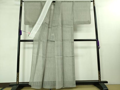 平和屋着物■極上　夏物　伝統工芸士　保科信　江戸小紋　生紬地　柳煤竹色地　反端付き　逸品　未使用　DZAA8371kh5