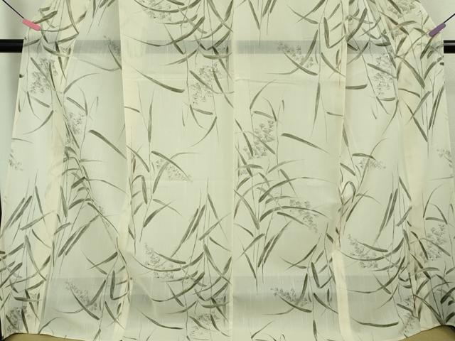 平和屋着物＊極上 夏物 結城紬 夏結城 ロング丈 小紋柄 枝葉花文 手描き 逸品 DZAA8372kh5