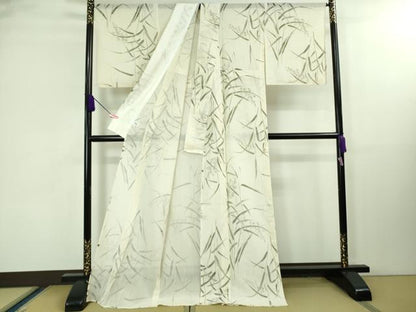 平和屋着物＊極上 夏物 結城紬 夏結城 ロング丈 小紋柄 枝葉花文 手描き 逸品 DZAA8372kh5
