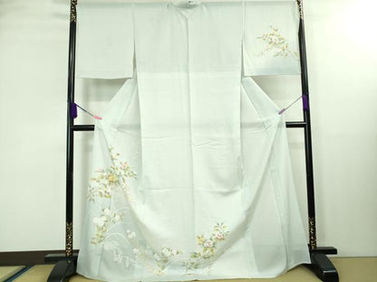 平和屋着物■極上　夏物　訪問着　絽　ロング丈　枝花文　暈し染め　水色地　逸品　DZAA8374kh5