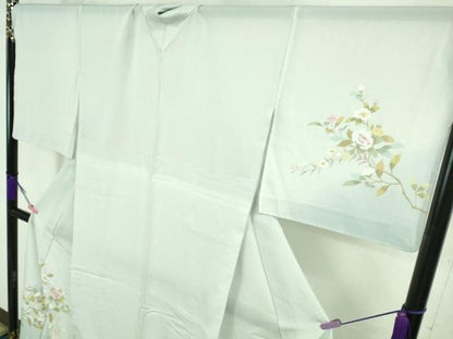 平和屋着物■極上　夏物　訪問着　絽　ロング丈　枝花文　暈し染め　水色地　逸品　DZAA8374kh5