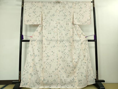 平和屋着物■極上　夏物　小紋　絽　枝花文　銀彩　逸品　未使用　DZAA8375kh5