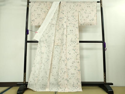平和屋着物■極上　夏物　小紋　絽　枝花文　銀彩　逸品　未使用　DZAA8375kh5