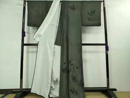 平和屋本店▽極上 訪問着 無双 紗袷 紗×絽 手描き 立波に千鳥 黒地 逸品 DZAA8377kh5