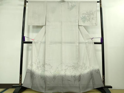 平和屋着物▽極上 訪問着 無双 紗袷 紗×絽 手描き 秋草文 暈し染め 金彩 逸品 未使用 DZAA8378kh5