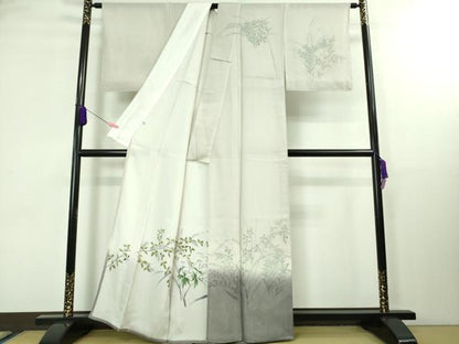 平和屋着物▽極上 訪問着 無双 紗袷 紗×絽 手描き 秋草文 暈し染め 金彩 逸品 未使用 DZAA8378kh5