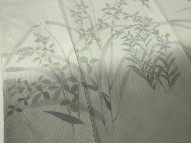 平和屋着物▽極上 訪問着 無双 紗袷 紗×絽 手描き 秋草文 暈し染め 金彩 逸品 未使用 DZAA8378kh5