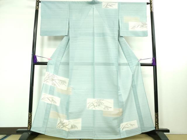 平和屋着物＊極上 夏物 訪問着 変わり絽 芒 すすき 空色地 銀彩 逸品 DZAA8381kh5