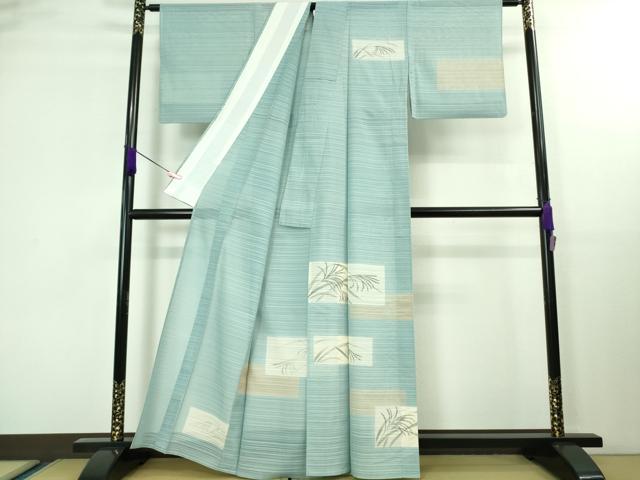 平和屋着物＊極上 夏物 訪問着 変わり絽 芒 すすき 空色地 銀彩 逸品 DZAA8381kh5