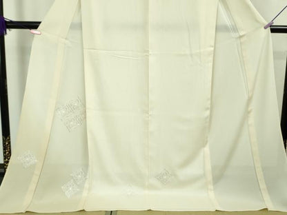 平和屋本店＊極上 夏物 訪問着 絽 銀駒刺繍 総刺繍 花菱文 象牙色地 暈し染め ロング丈 銀糸 逸品 未使用 DZAA8383kh5