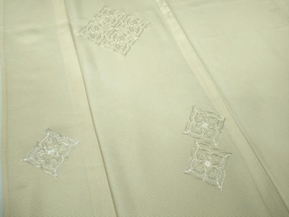 平和屋本店＊極上 夏物 訪問着 絽 銀駒刺繍 総刺繍 花菱文 象牙色地 暈し染め ロング丈 銀糸 逸品 未使用 DZAA8383kh5
