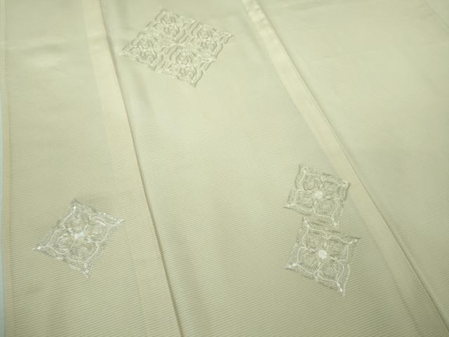 平和屋本店＊極上 夏物 訪問着 絽 銀駒刺繍 総刺繍 花菱文 象牙色地 暈し染め ロング丈 銀糸 逸品 未使用 DZAA8383kh5