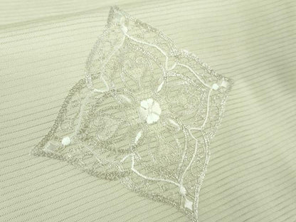 平和屋本店＊極上 夏物 訪問着 絽 銀駒刺繍 総刺繍 花菱文 象牙色地 暈し染め ロング丈 銀糸 逸品 未使用 DZAA8383kh5