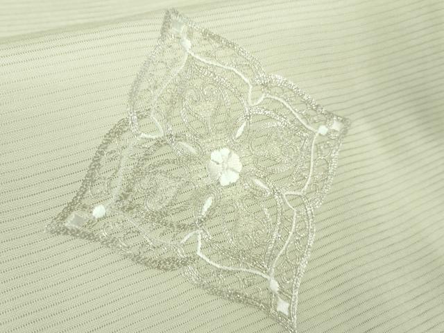 平和屋本店＊極上 夏物 訪問着 絽 銀駒刺繍 総刺繍 花菱文 象牙色地 暈し染め ロング丈 銀糸 逸品 未使用 DZAA8383kh5