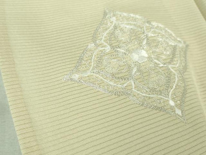 平和屋本店＊極上 夏物 訪問着 絽 銀駒刺繍 総刺繍 花菱文 象牙色地 暈し染め ロング丈 銀糸 逸品 未使用 DZAA8383kh5