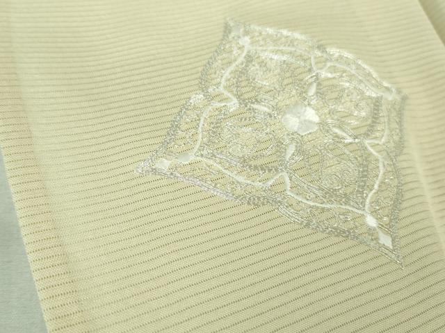 平和屋本店＊極上 夏物 訪問着 絽 銀駒刺繍 総刺繍 花菱文 象牙色地 暈し染め ロング丈 銀糸 逸品 未使用 DZAA8383kh5