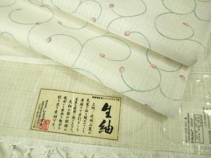 平和屋本店＊極上 夏物 染織の名門 しょうざん 生紬 唐草文 証紙付き 逸品 未使用 DZAA8386kh5
